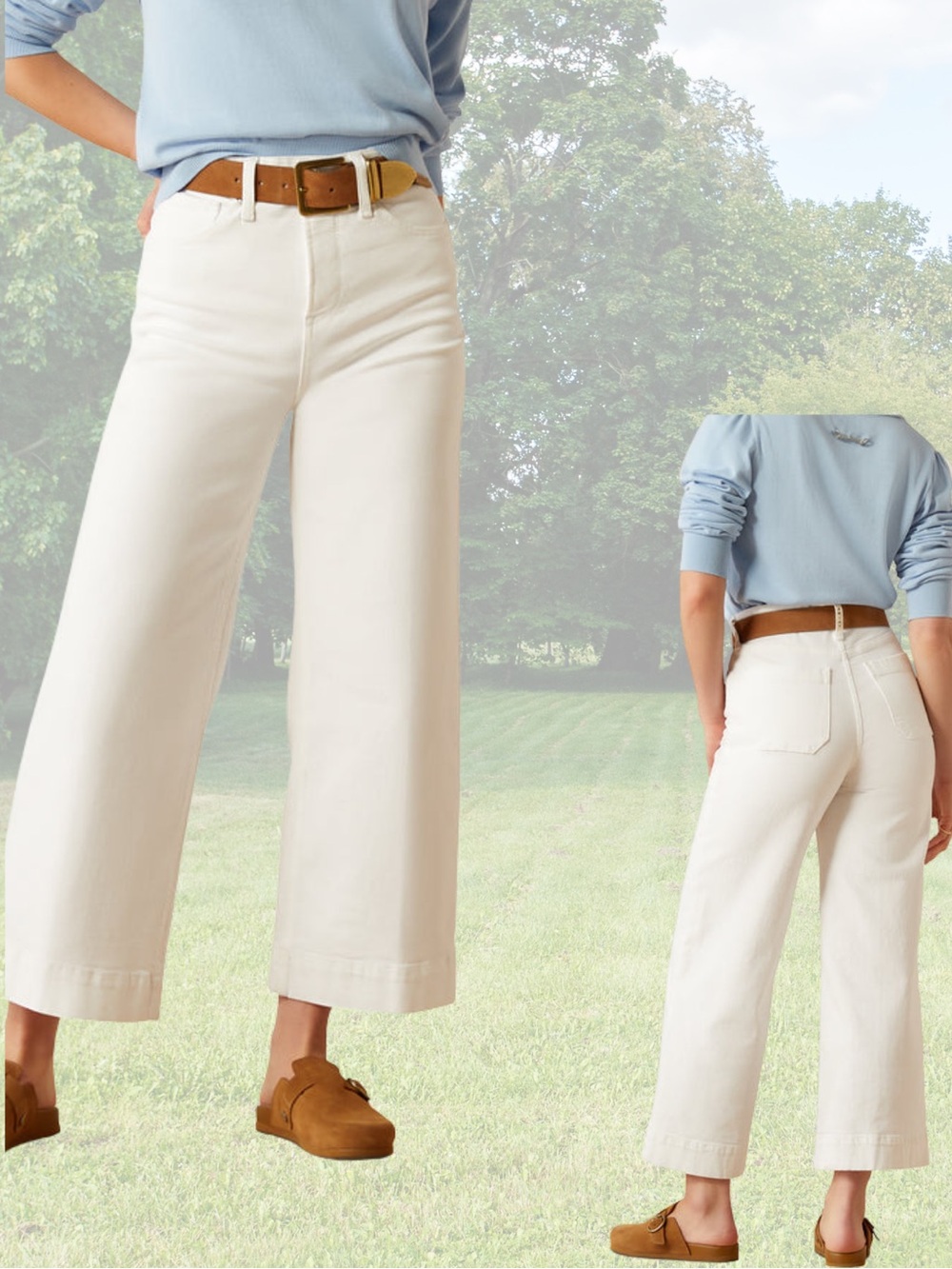 Women Ariat white ultra high rise countryside wide leg crop jeans size 33 R